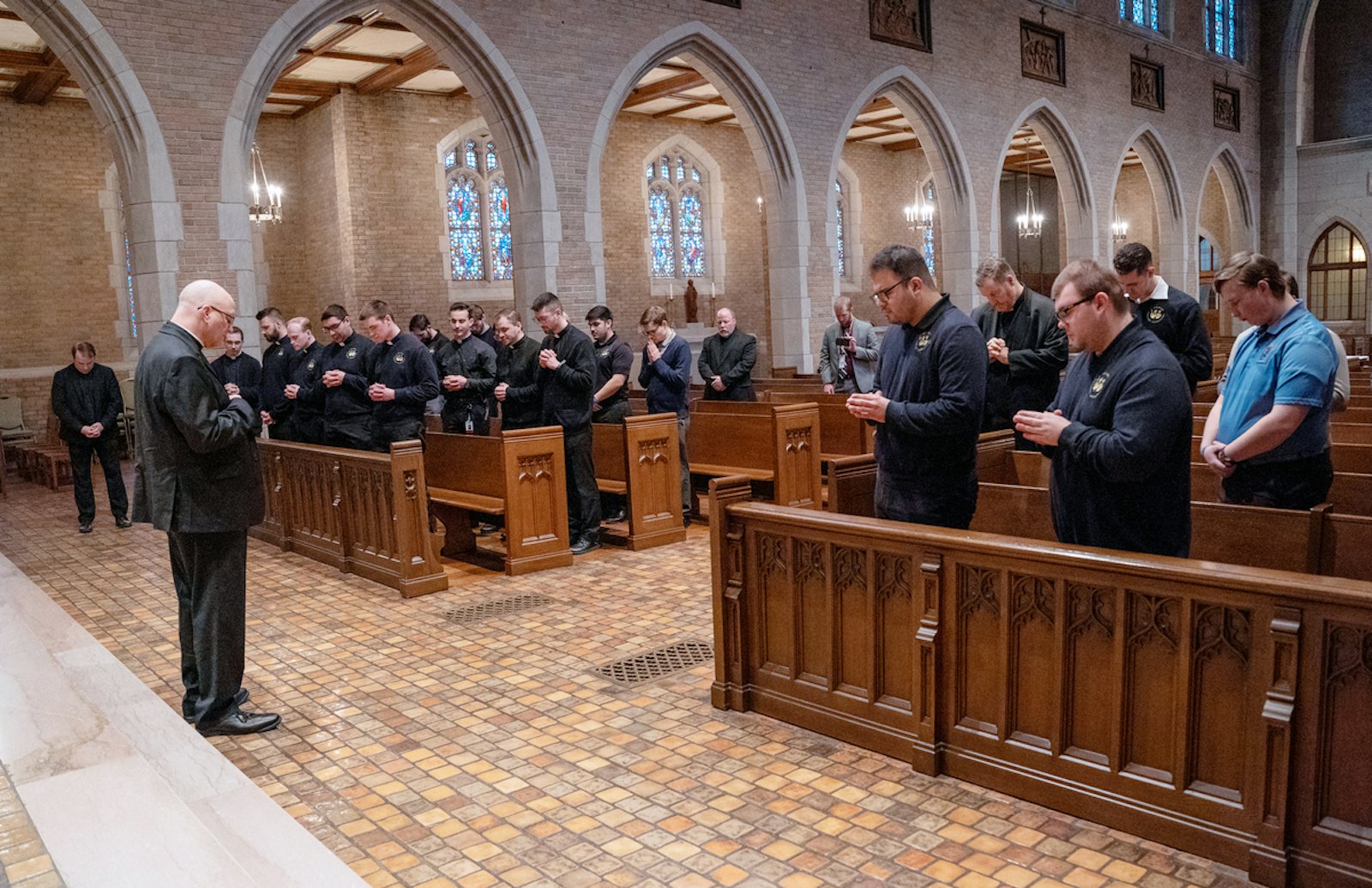 Archbishop-designate Weisenburger leads Detroit's seminarians in prayer in the chapel of Sacred Heart Major Seminary early Feb. 11.