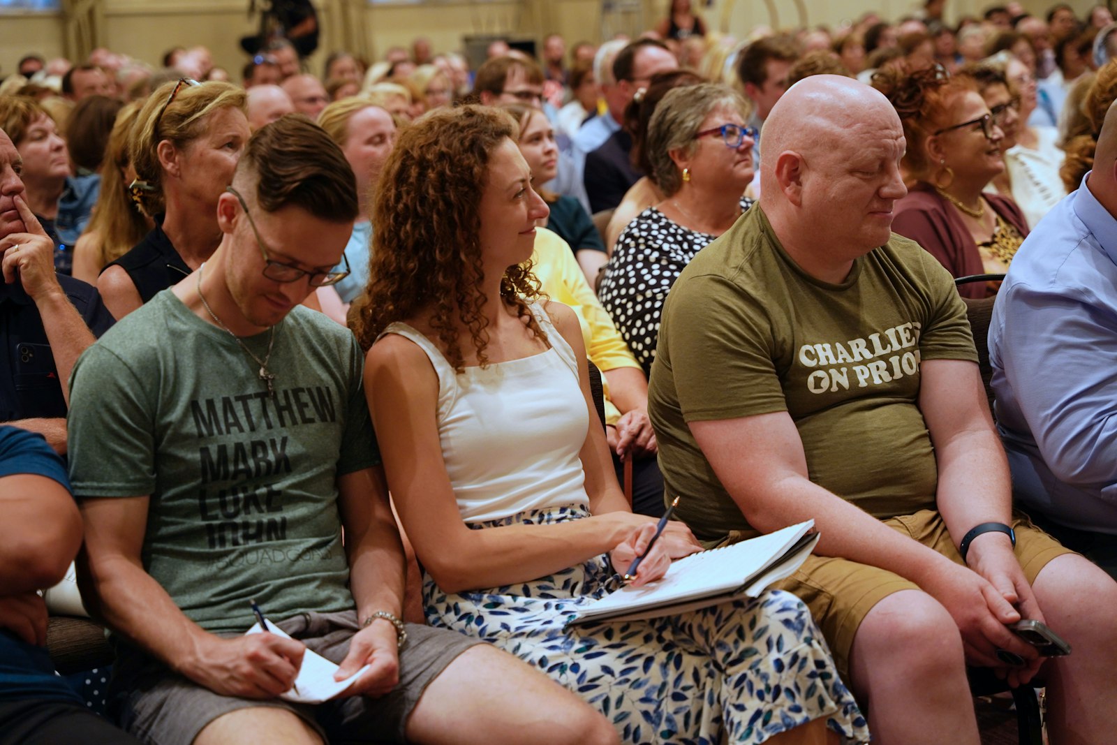 An estimated 1,000 people were in the Grand Ballroom at St. John's Resort for Fr. Mike Schmitz's talk.