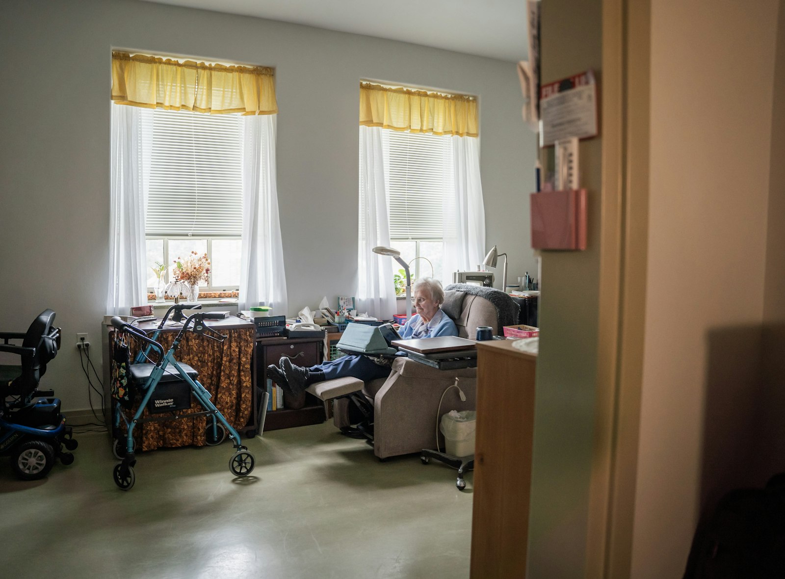 A sister pictured in her private room in the senior care facility. Under St. Therese, the sisters will be allowed to continue living on campus and will benefit from the organization's healthcare expertise.