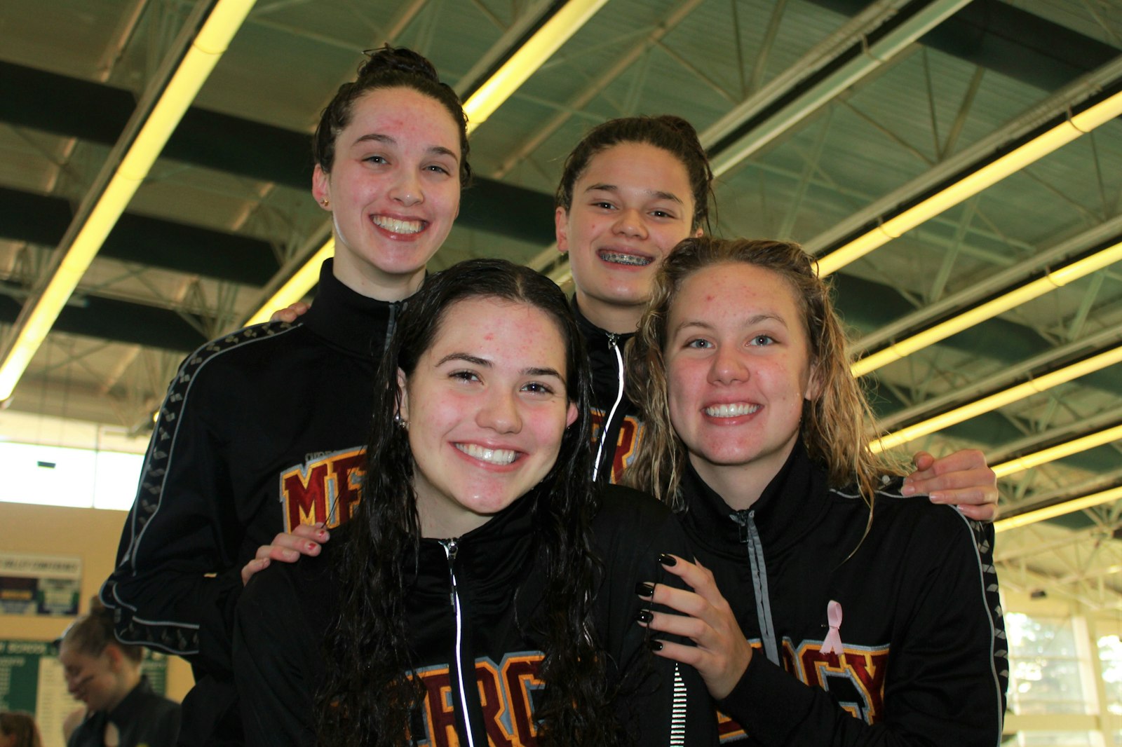 Katie Hermann, Sydney Derkevorkian, Amylia Higgins and Madeline Basa won two relays for the Marlins – the 200-yard medley relay (1:49.56) and the 400-yard freestyle relay (3:33.38).