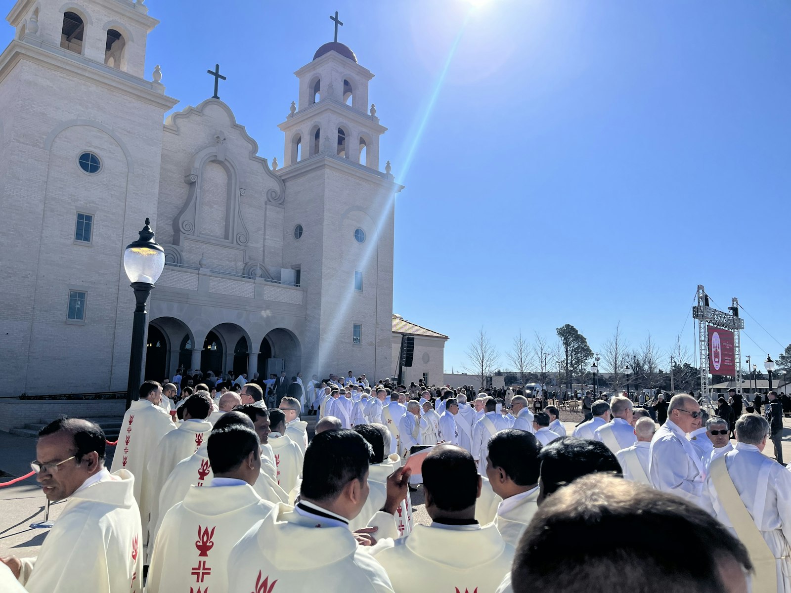 Priests, bishops and clergy process out of the newly dedicated Blessed Stanley Rother Shrine in Oklahoma City on Feb. 17. Fr. Zaid Chabaan, a priest of the Archdiocese of Detroit, attended the dedication and met members of the Rother family. (Courtesy of Fr. Zaid Chabaan)