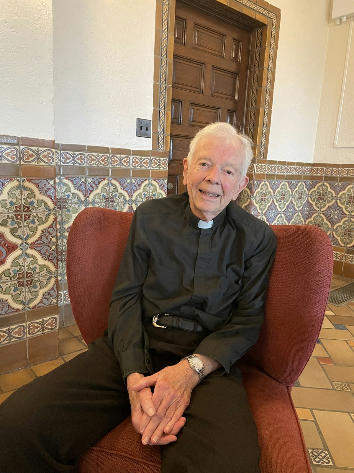 At age 90, Fr. Cavanagh plans to retire from teaching next year, but he hopes to stay involved in the university, he said. One of his greatest joys is hearing from former students and coworkers who have been able to apply his classroom principles in the real world, he said. (Jim Dudley | Special to Detroit Catholic)