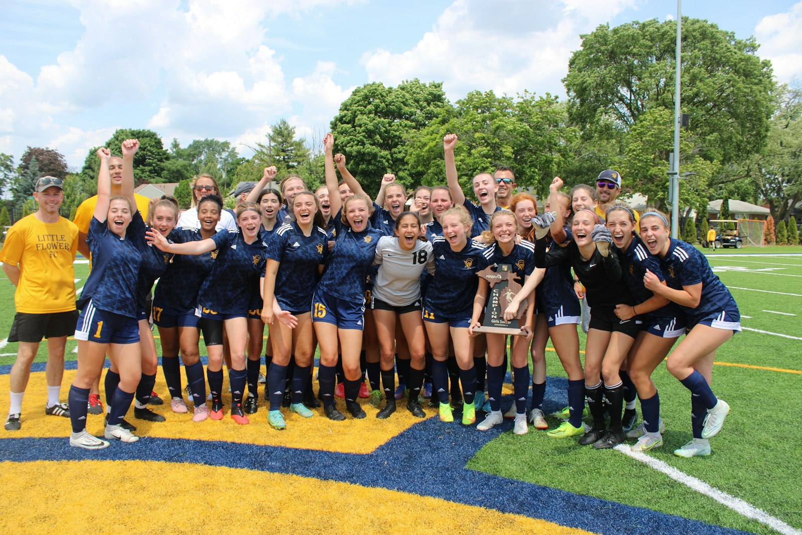 Royal Oak Shrine won its third straight regional title in girls’ soccer – and the third in program history. Next, the Lady Knights face Bad Axe in the state semifinals, on Tuesday night at Troy High School.