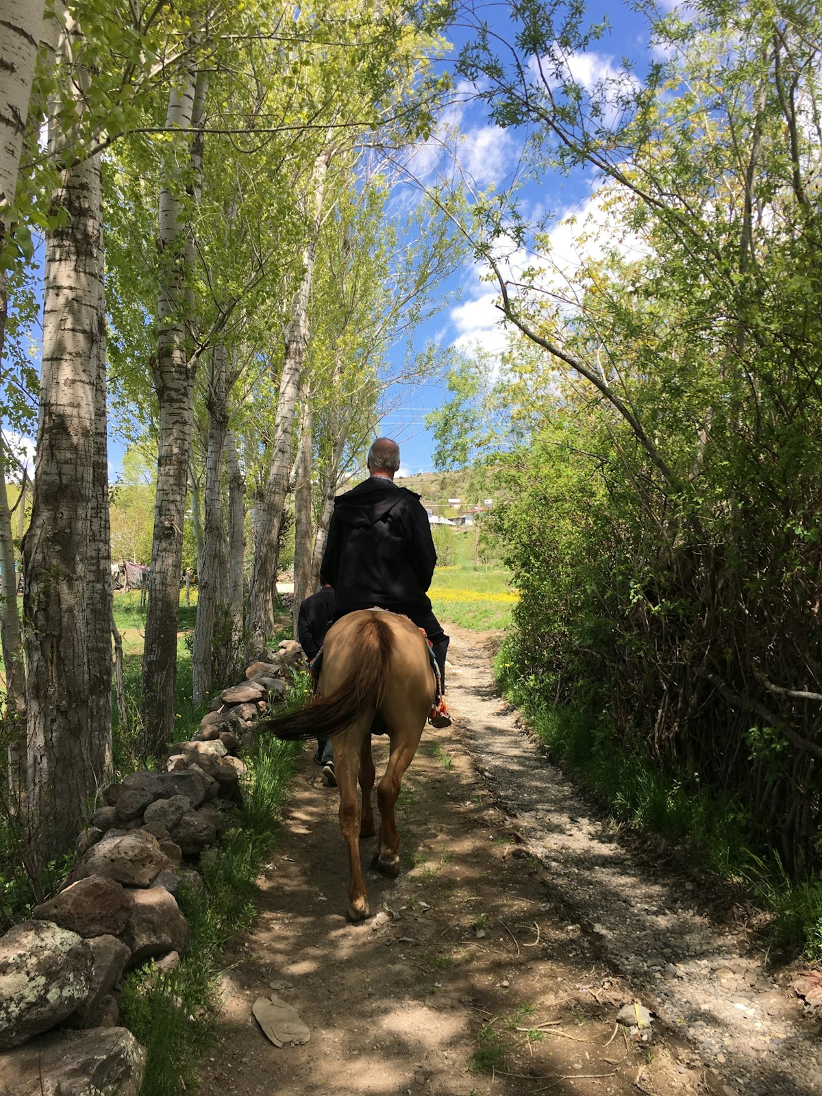 El arzobispo Russell monta a caballo en la provincia de Bingol, al este de Turquía. El arzobispo Russell dijo que ve paralelos en su propia vida con la vida de su tocayo, San Pablo, que pasó varios años de su ministerio en Antioquía y Éfeso, cuyas ruinas se encuentran en la actual Turquía. (Cortesía del arzobispo Paul F. Russell)