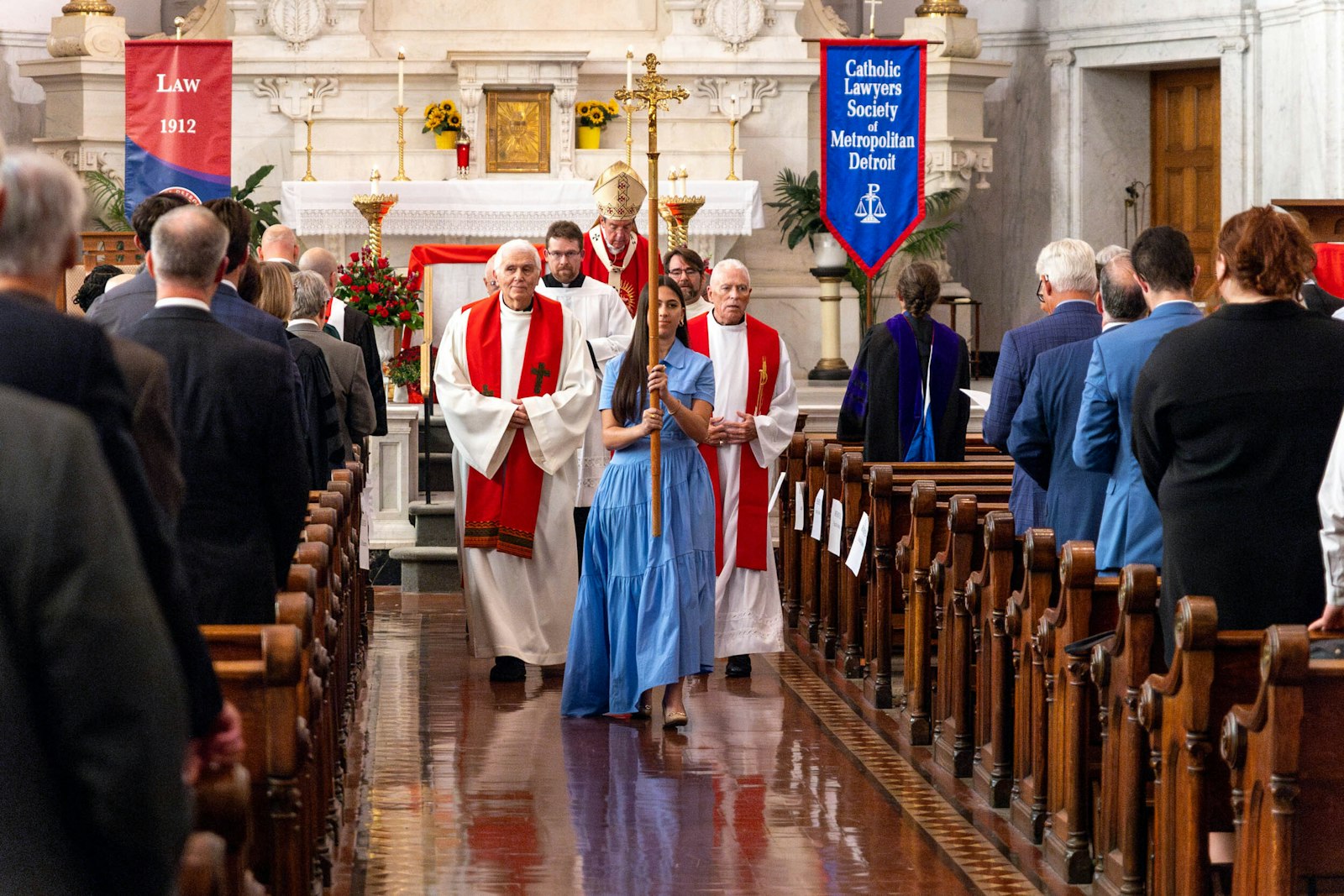 The first Red Mass in Detroit dates back to 1877, when the Society of Jesus established Detroit College. The University of Detroit's School of Law (now the University of Detroit Mercy) continued the Red Mass when it opened in 1912, hosting the Mass every year.