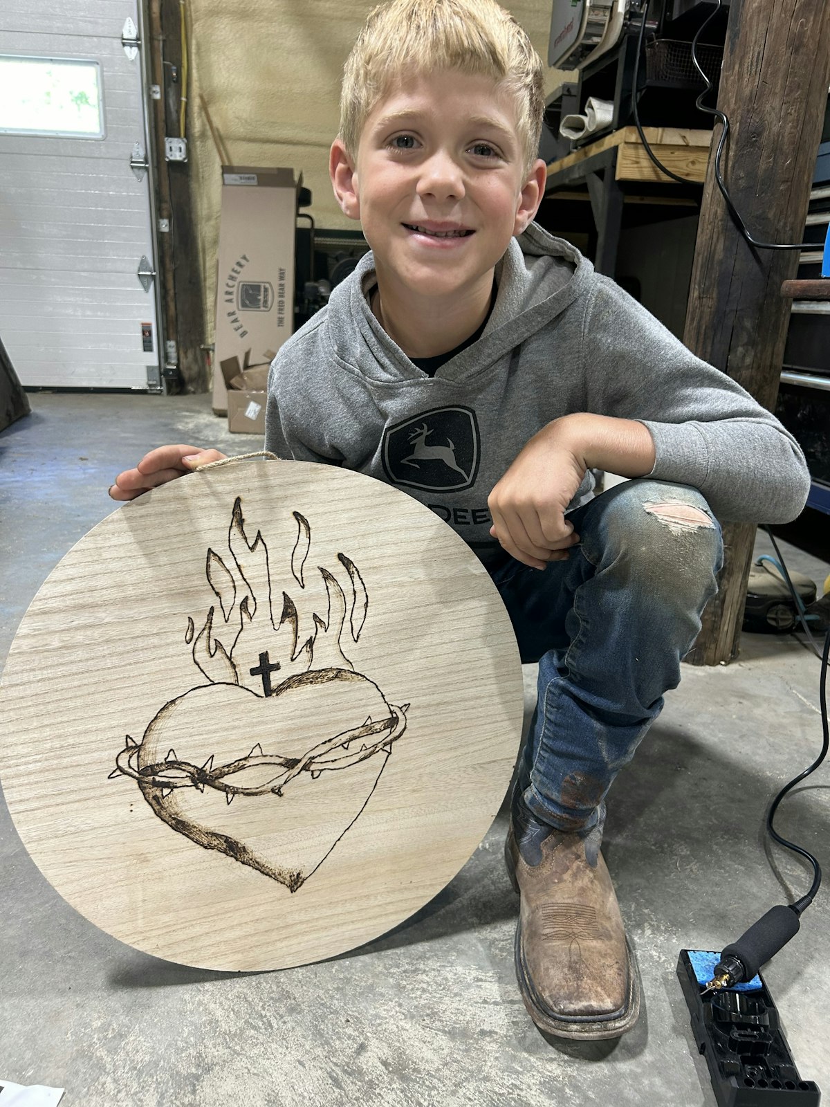 Nine-year-old Will's Sacred Heart designs were a big hit during the Junior Makers Market.