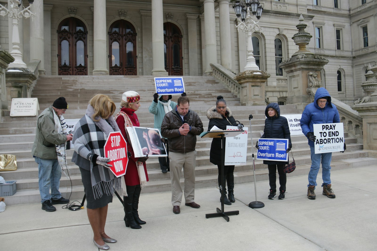 Demonstrators gathered at the Michigan Capitol on Nov. 30, campaigning for life. The Mississippi v. Jackson Women’s Health Center case in the U.S. Supreme Court is seen as an opportunity to reverse the 1973 Roe v. Wade decision.