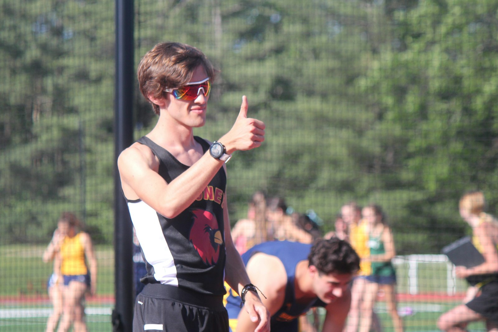 Marine City Cardinal Mooney senior Tyler Lenn successfully defended his title in the Division 4 1600-meter run, winning the race in 4:16.43. (Wright Wilson | Special to Detroit Catholic)