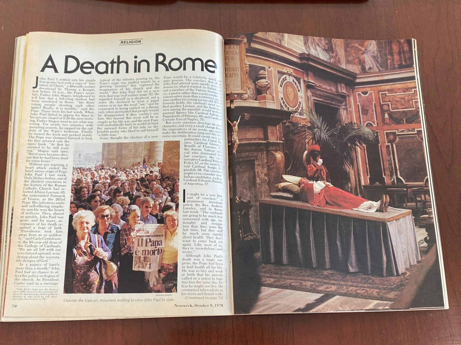 Un ejemplar de Newsweek del 9 de octubre de 1978. (Karla Dorweiler | Especial para Detroit Catholic)