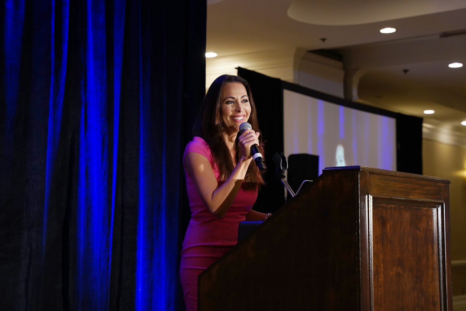 Award-winning actress and television host Joelle Maryn gives the keynote address during the pro-life benefit dinner. Maryn drew parallels between the Gospel and the current fight for life in Michigan, challenging those in attendance to imitate Mary's "yes" in their own lives.
