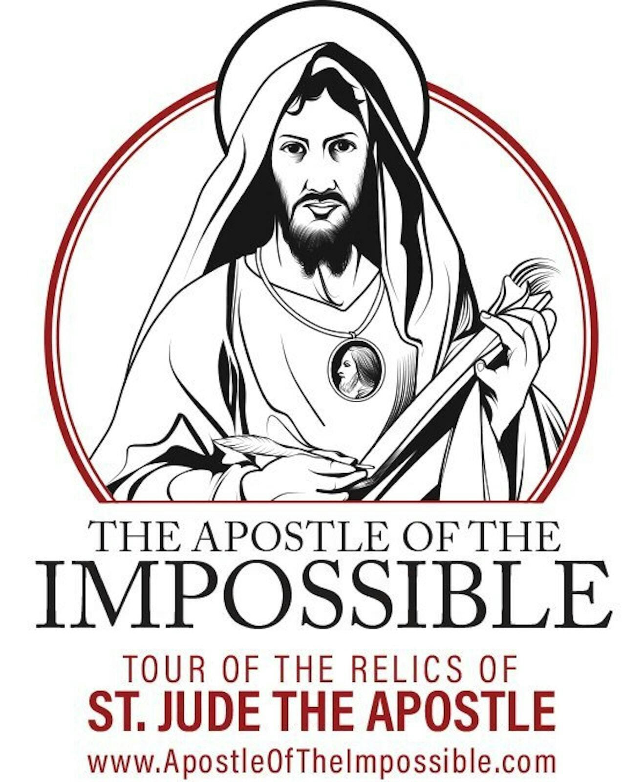 Este es el logo oficial de la gira de nueve meses por Estados Unidos de la reliquia de San Judas Apóstol, que comenzó en Chicago el 9 de septiembre de 2023. (OSV News foto / cortesía del P. Carlos Martins)