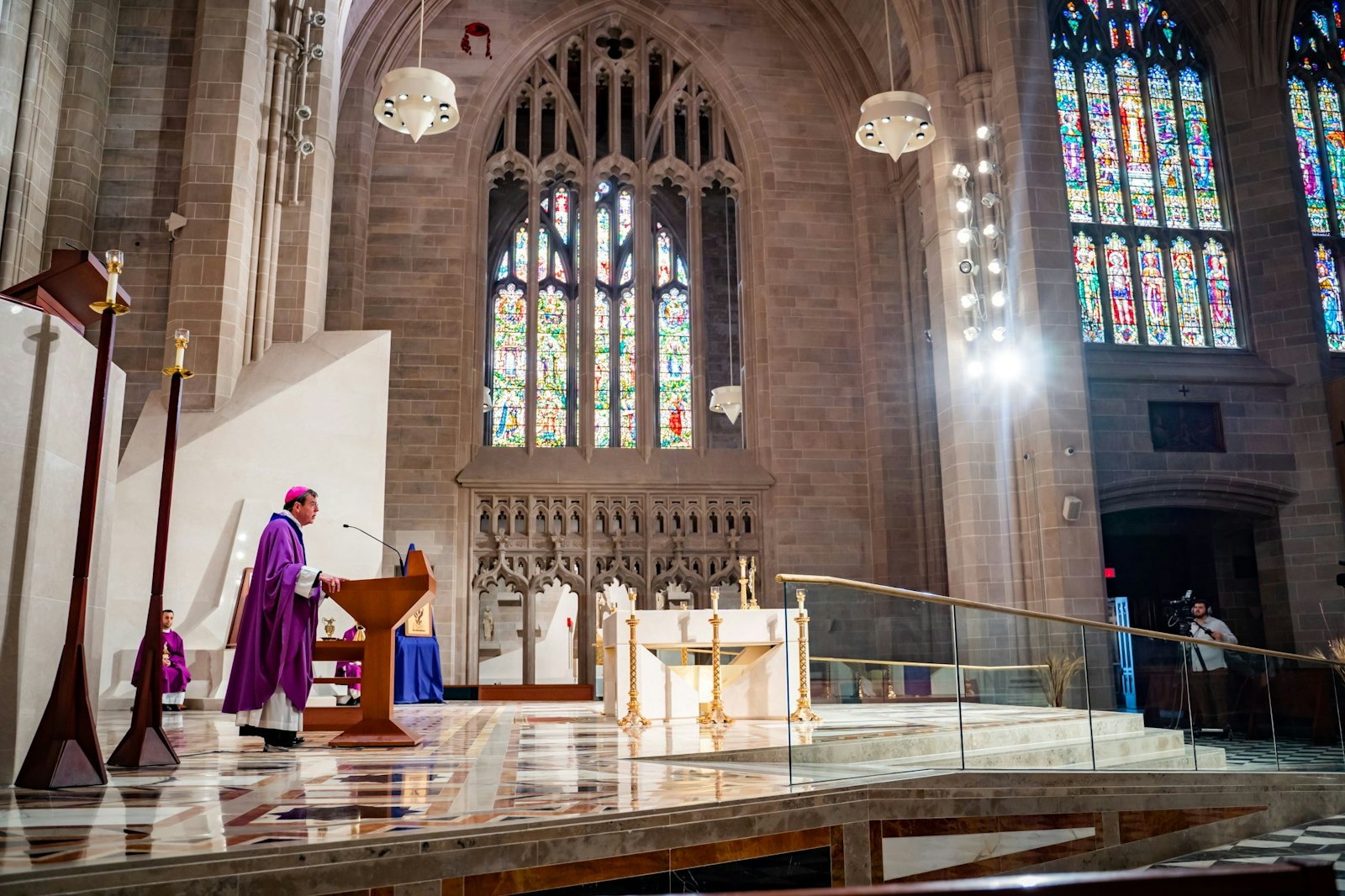 In an emotional livestreamed liturgy from an empty Cathedral of the Most Blessed Sacrament, Archbishop Vigneron addresses the Archdiocese of Detroit during the early days of the COVID-19 pandemic, entrusting the local Church, especially the sick and suffering, to the protection of Our Lady of Lourdes. (Valaurian Waller | Detroit Catholic)