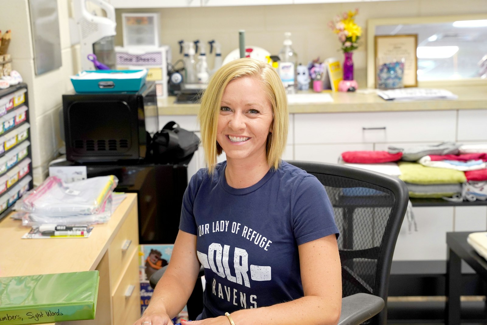 Paige Leo got her start teaching at Catholic schools at Our Lady of the Lakes in Waterford. After taking a short break when her son, Lane, was born, Leo wanted to get back into teaching and was invited to apply by former Our Lady of the Lakes and current Our Lady of Refuge principal Lauri Hoffman.