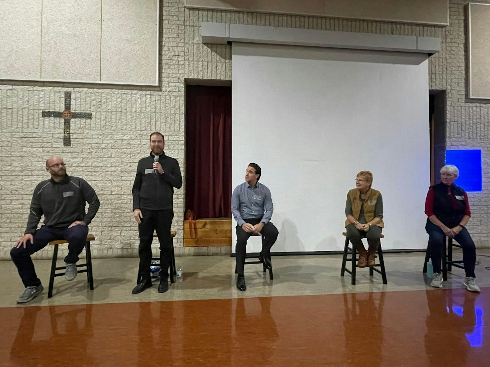 Fr. Grayson Heenan participates in a panel discussion Nov. 11 at St. Andrew Parish in Rochester focused on faith and sports. (Jim Dudley | Special to Detroit Catholic)