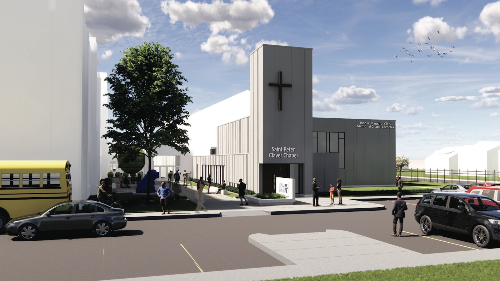Artists renderings show what the St. Peter Claver Chapel at Loyola High School will look like once finished. Constructed is planned to be completed by early 2025. (Courtesy of Loyola High School)