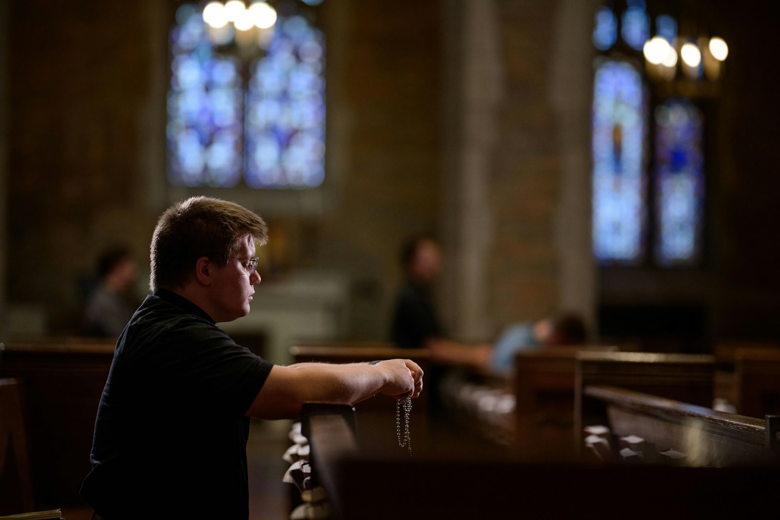A seminarian spends time in prayer in the chapel of Sacred Heart Major Seminary. Withdrawing from the world to focus on prayer and relationship with God and others isn't a new concept, Fr. Pullis said, but in a world dominated by technology, building healthy habits will contribute to forming better priests.