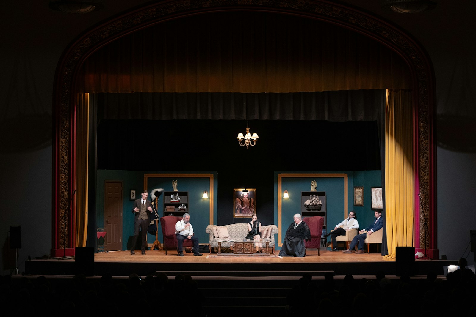 Seminarians perform an original musical, "The Bluff," in Sacred Heart's auditorium in March 2024. (Valaurian Waller | Detroit Catholic)