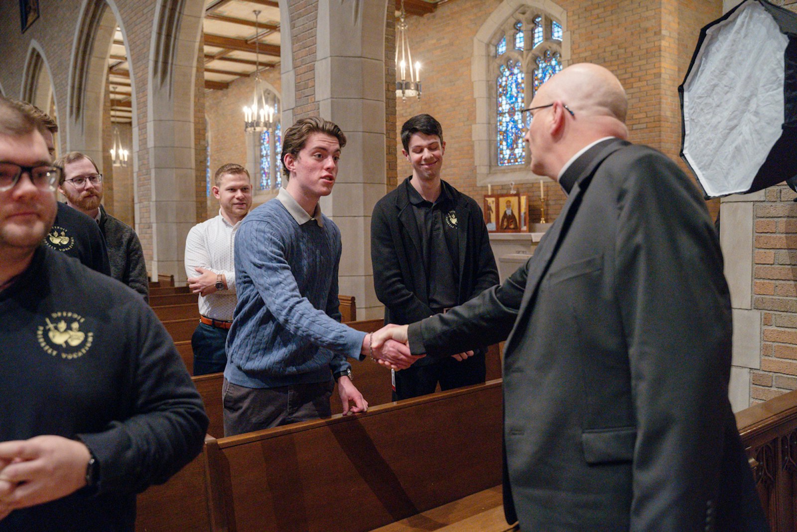 Archbishop-designate Weisenburger offered the seminarians a few words about his own vocation story, which included his love for the priesthood at an early age. The new Detroit archbishop encouraged seminarians to study and pray, but also to form "holy friendship" that would sustain them.