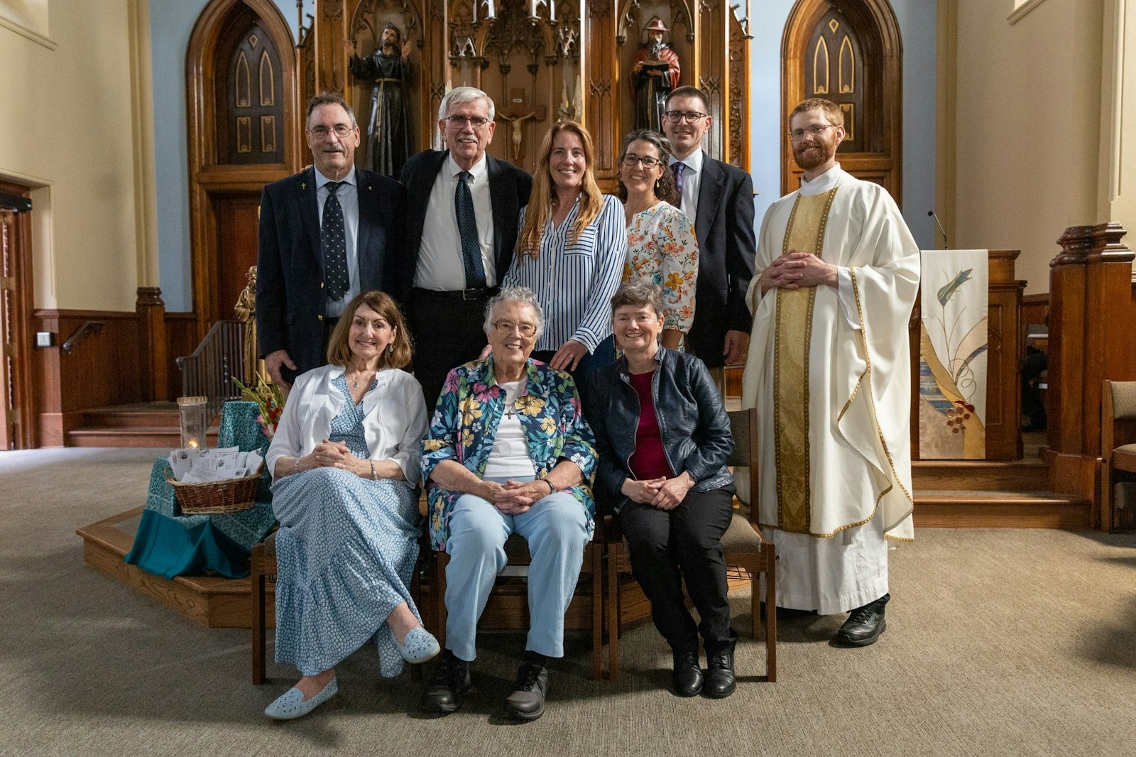 Relatives of Blessed Solanus Casey gather for a group photo after Mass on July 30, Blessed Solanus' feast day, at St. Bonaventure Monastery.