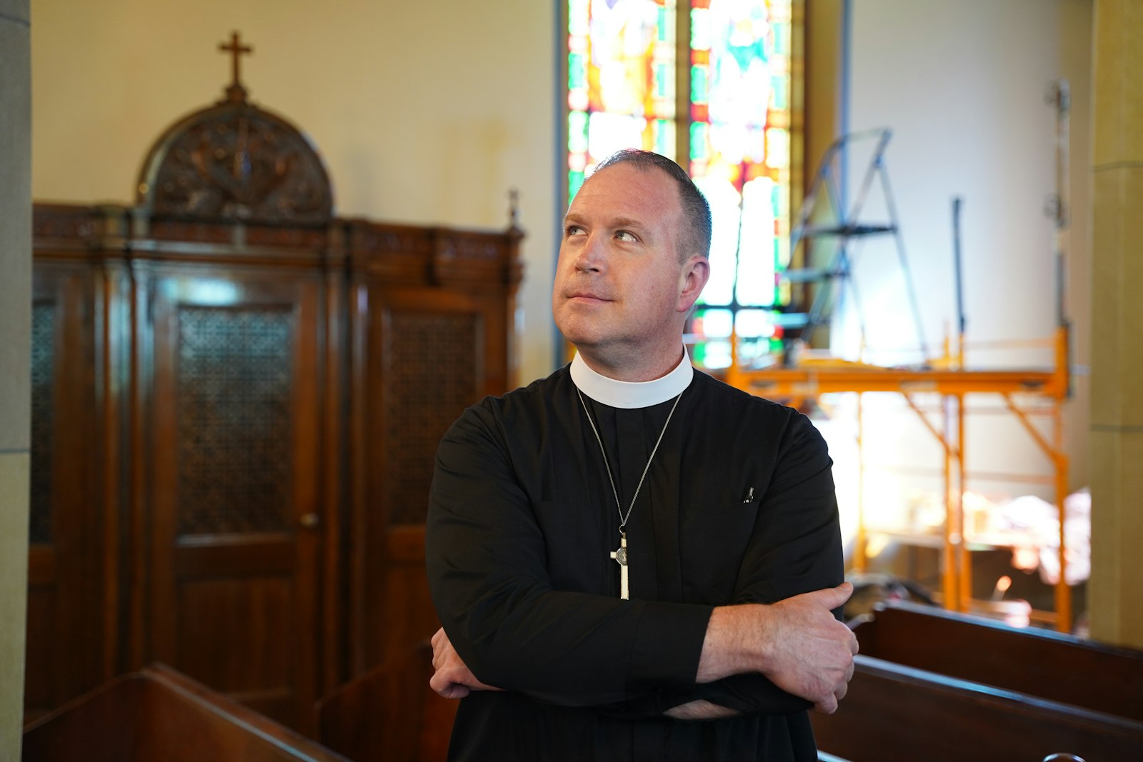 Fr. Robert Slaton, moderator of the Lumen Christi Family of Parishes, wanted to restore St. Joseph Parish in Erie to reflect its original design in terms of coloring on the walls. Fr. Slaton also had confessionals reinstalled in the church after they were taken on in a previous church renovation in the 1960s