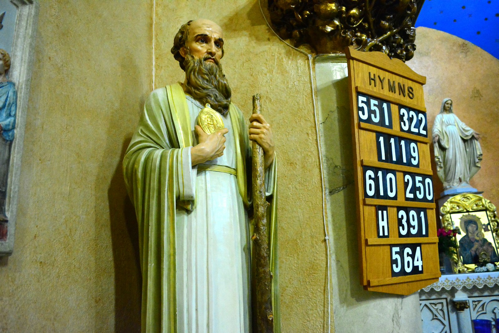 A statue of St. Jude containing a relic of the apostle is pictured at Immaculate Conception Parish in Lapeer in this 2015 file photo. The statue is believed to be the same one actor Danny Thomas prayed before as he implored St. Jude's help during a difficult period in his life. Thomas later went on to found St. Jude Children's Research Hospital in gratitude for the saint's intercession. (Michael Stechschulte | Detroit Catholic)