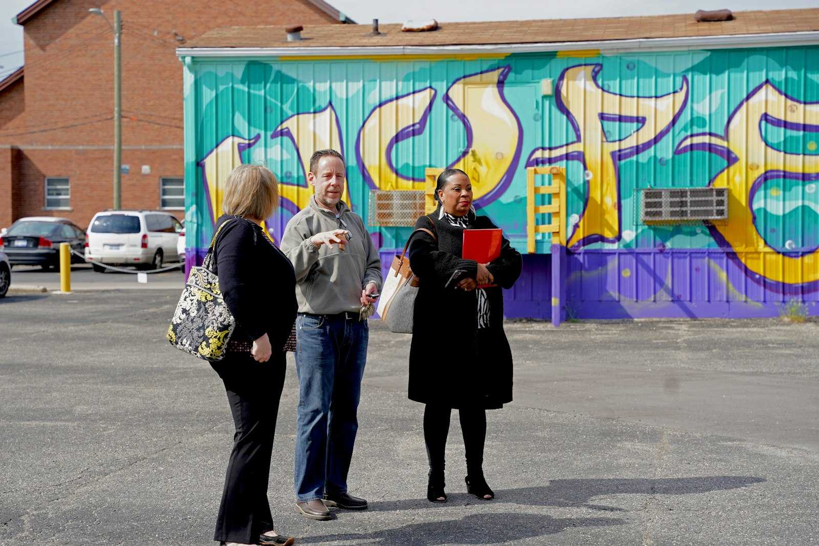 Wasko speaks with members of the United Way of Southeast Michigan, which sponsors the St. Suzanne Cody Rouge Community Resource Center’s after-school STEAM program. It was partnership with outside organizations like the United Way that impressed the Catholic Foundation of Michigan’s Grant and Impact Committee, which awarded the center a $7,500 Spirit of Innovation Grant in December.