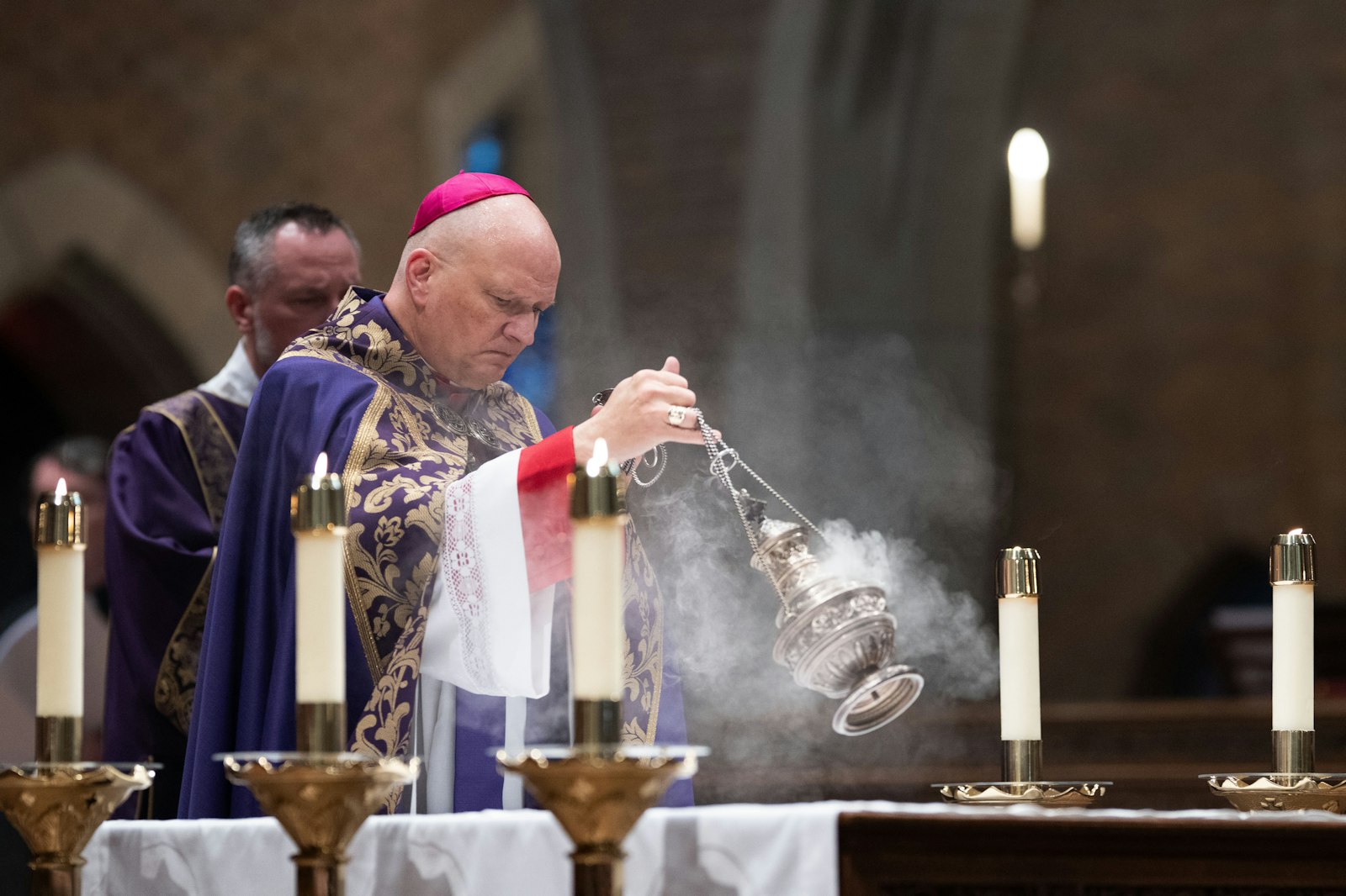 Archbishop-designate Weisenburger censes the altar as he leads solemn vespers at Sacred Heart Major Seminary on the night before his installation as Detroit's sixth archbishop. (Tim Fuller | Special to Detroit Catholic)