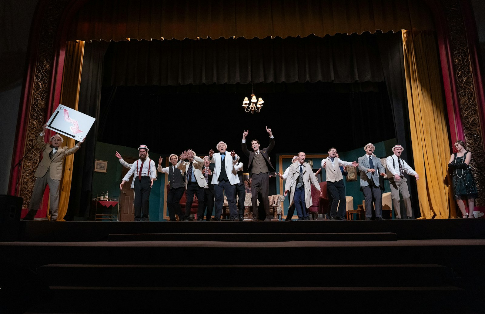 Liam Mulligan, a seminarian of the Archdiocese of Detroit from St. Joseph Shrine in Detroit, leads a performance of the song, "Ain't No Business." "The Bluff" is an original stage production written by Deacon Steven Caraher, a seminarian for the Diocese of Gary, Ind., and several friends.