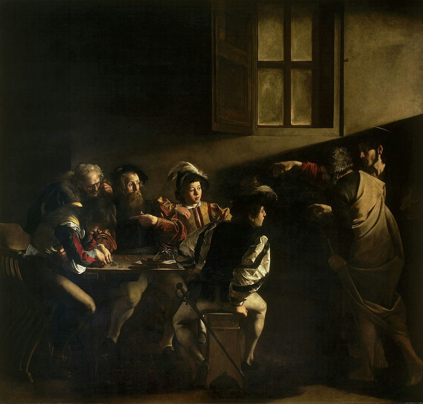 "The Calling of St. Matthew," by Caravaggio shows Matthew the tax collector getting ready to leave his confreres to follow an urgently waiting Jesus. (Wikimedia Commons)