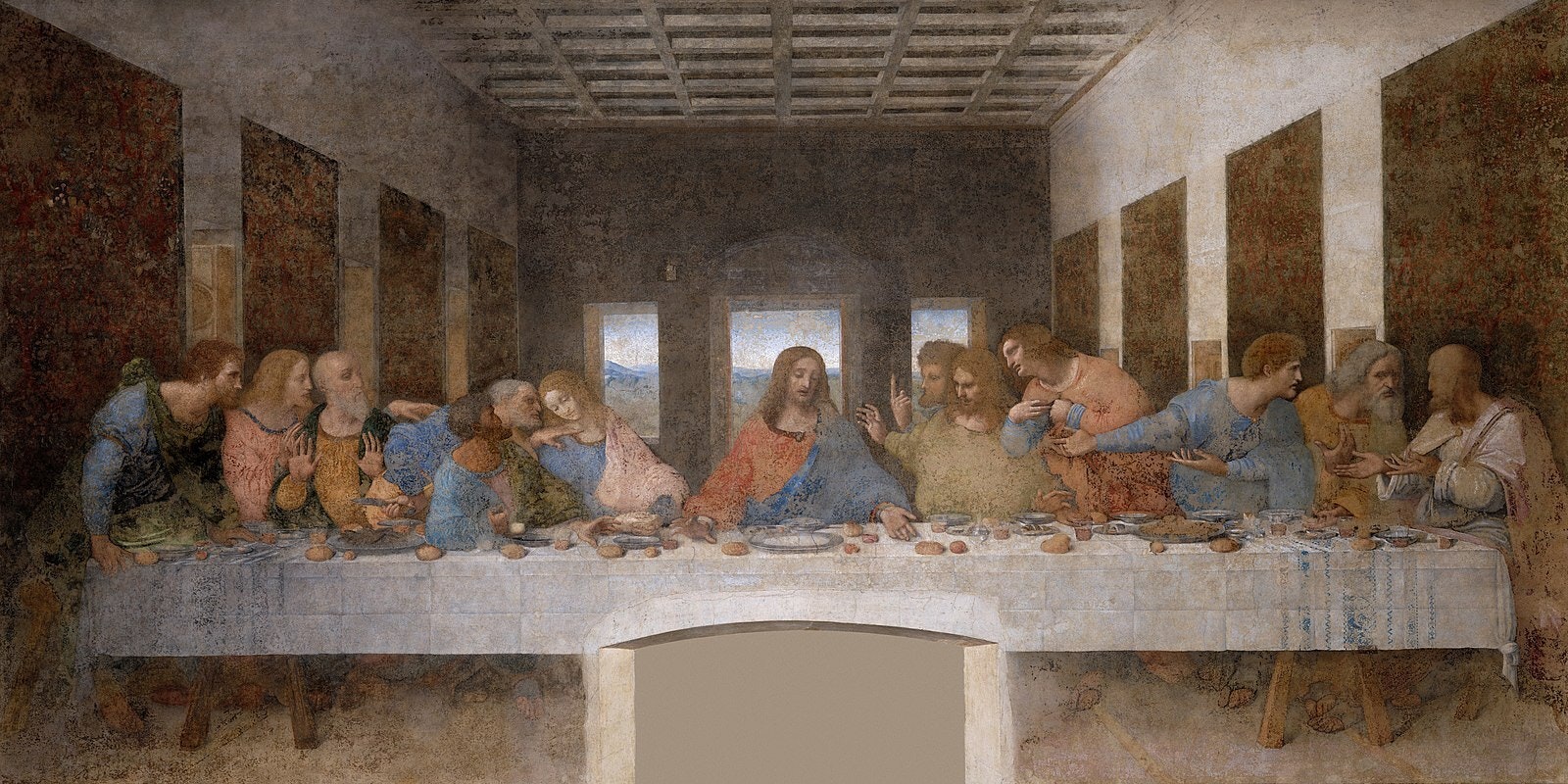 Leonardo Da Vinci's famous "The Last Supper" uses lines to draw viewers into the spiritual impact of the isolated and abandoned Christ, Lev said, a dramatic departure from traditional depictions of Jesus throughout the ages. (Wikimedia Commons)