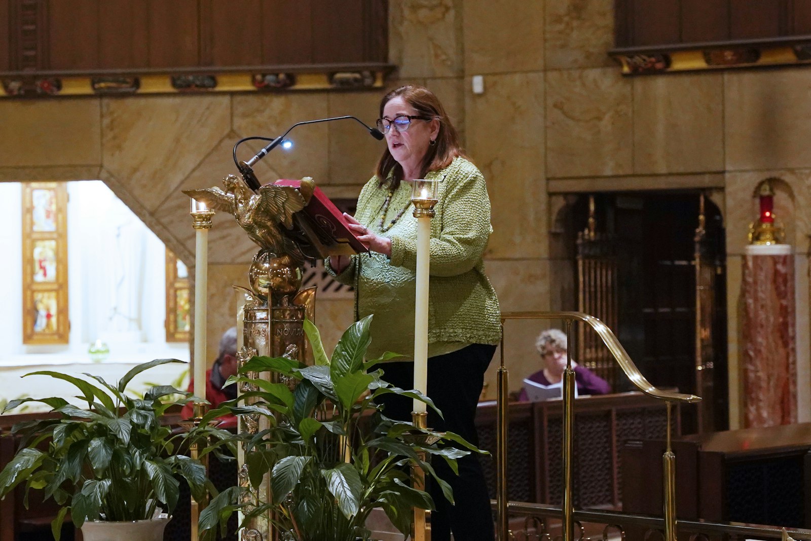 Kathleen Wilson, coordinator of the Archdiocese of Detroit's Office of Respect Life/Gospel of Life, proclaims the first reading from Isaiah during the the Vigil Mass for the Legal Protection of Unborn Life.