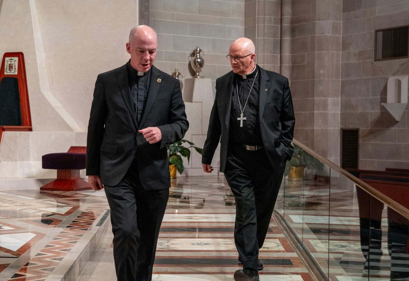 Fr. J.J. Mech explained to Archbishop-designate Weisenburger some of the ministries happening at the Cathedral of the Most Blessed Sacrament, including a dog park and an affordable-rate apartment complex across Woodward Avenue.