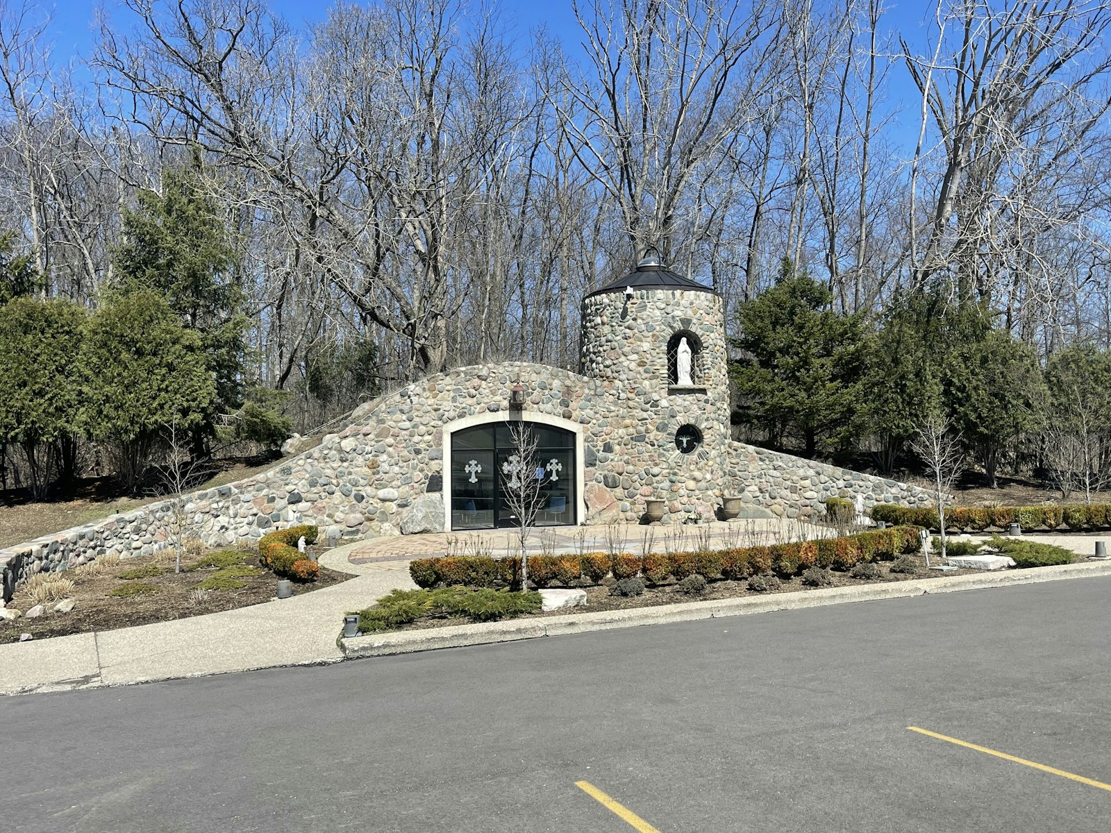 The current grotto at St. Thomas Chaldean Catholic Church, which hosted drive-up Eucharistic adoration for parishioners during the COVID-19 pandemic.