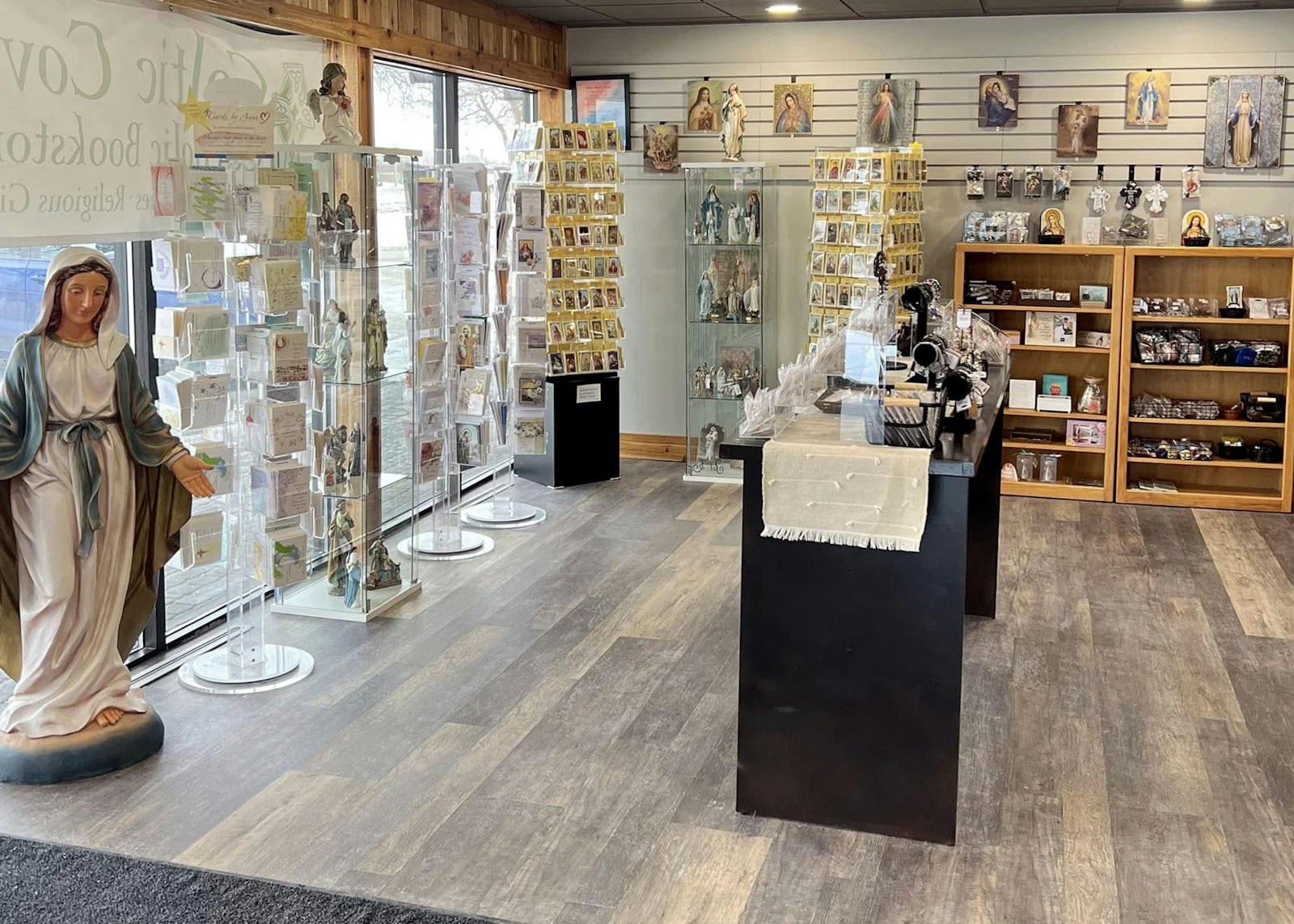 The new store is not only spacious and comfortable, Pardonoff said, but it has big windows, allowing passersby to see the religious items sold in the store from the outside.