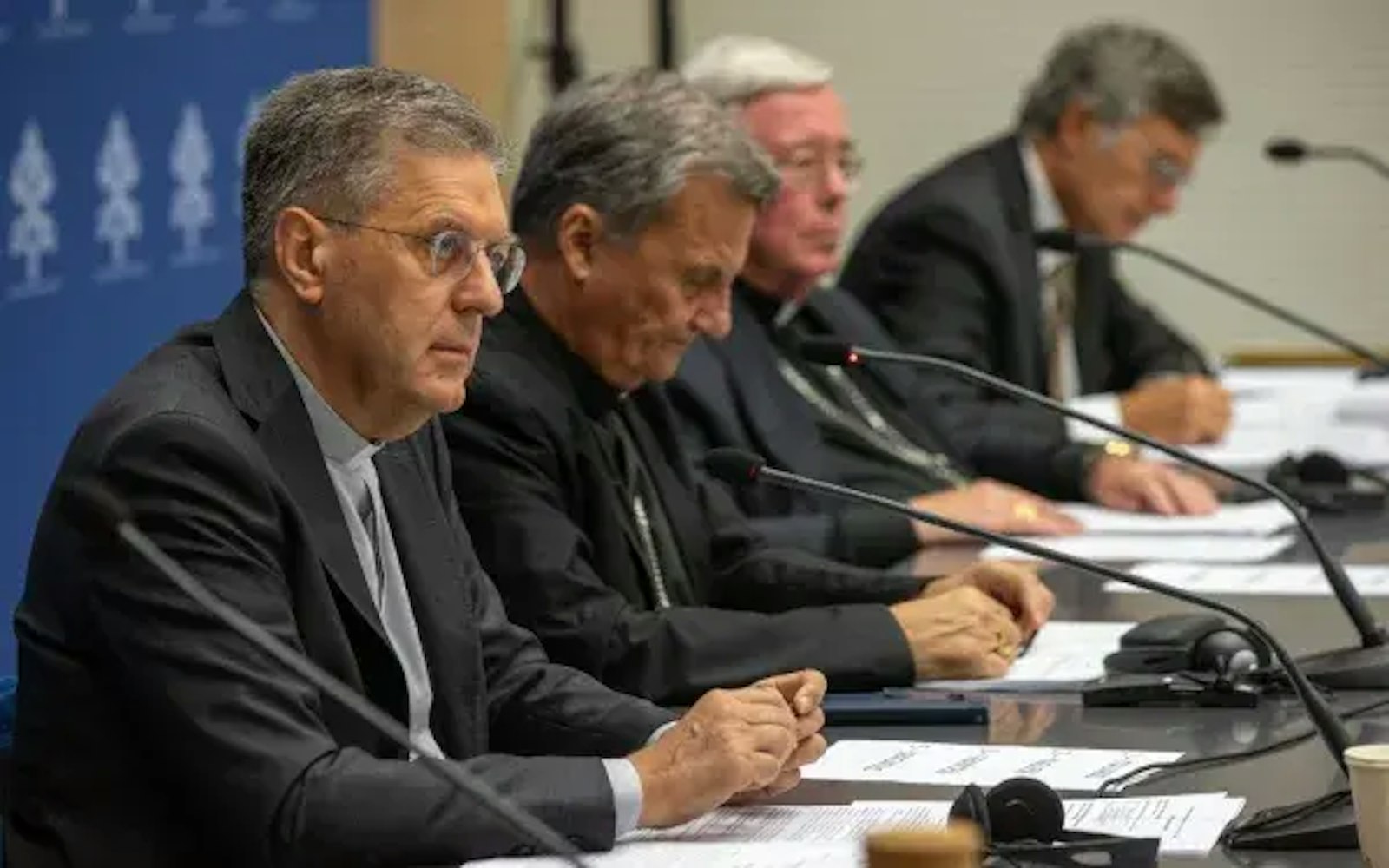 Los organizadores hablan sobre la próxima segunda sesión del Sínodo de la Sinodalidad en una conferencia de prensa en la Oficina de Prensa de la Santa Sede, el lunes 16 de septiembre de 2024. Crédito: Daniel Ibáñez / EWTN News.