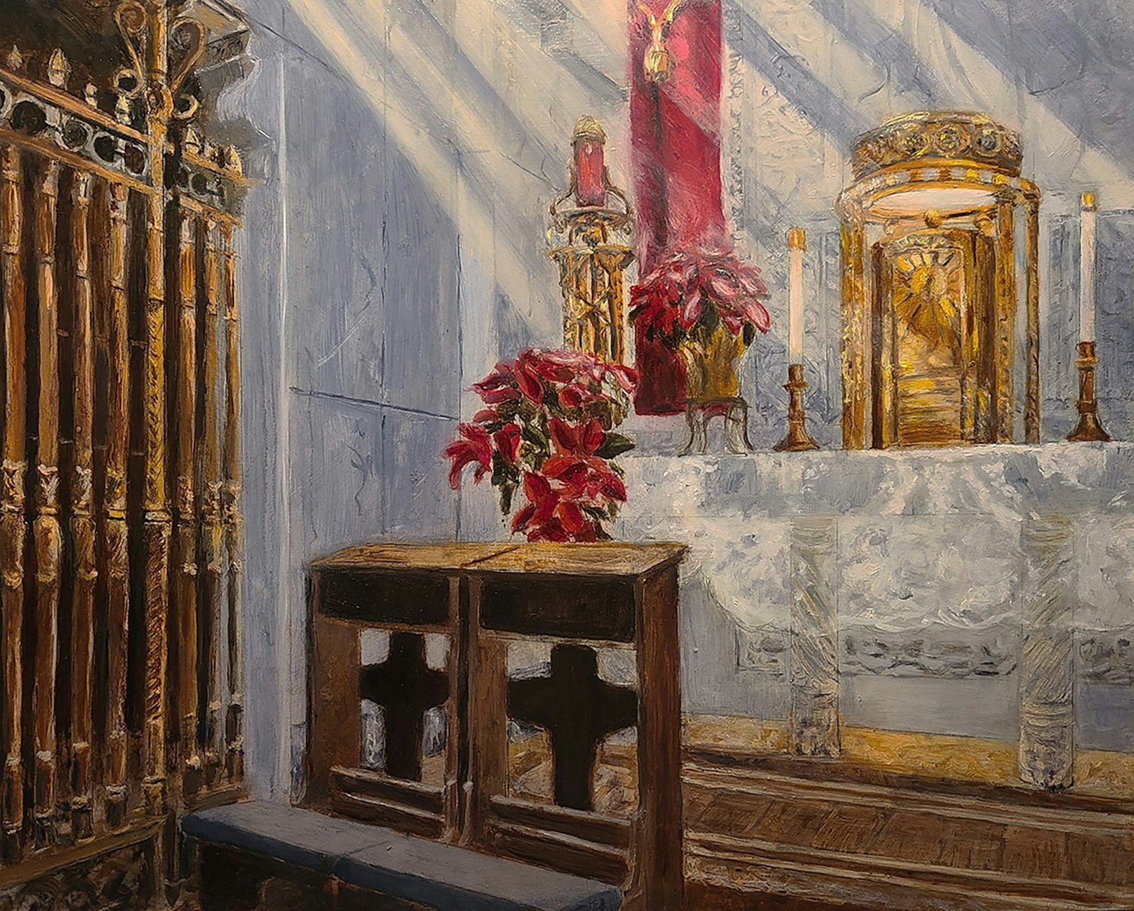 A side chapel in the National Shrine of the Little Flower Basilica in Royal Oak, painted by Mary Zabawski, was entered for consideration into an art show for the National Eucharistic Congress.