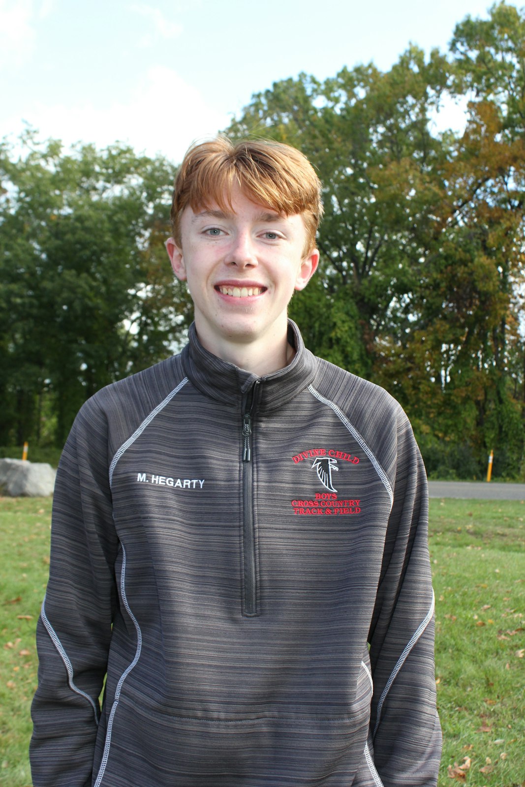 Dearborn Divine Child junior Michael Hegarty won the Bishop Division race for the second season in a row, with a time of 16:22.6.