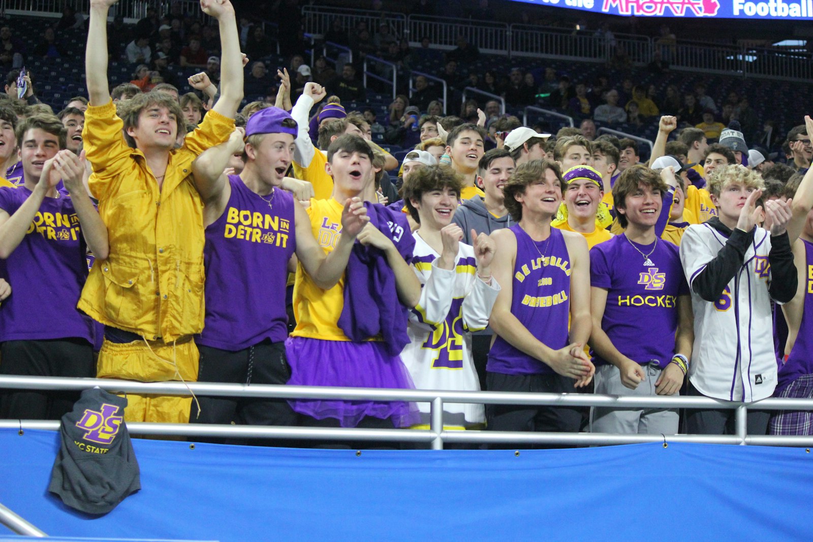 With a big lead in the fourth quarter, De La Salle fans enjoy the moment during the MHSAA Division 2 state championship game at Ford Field.