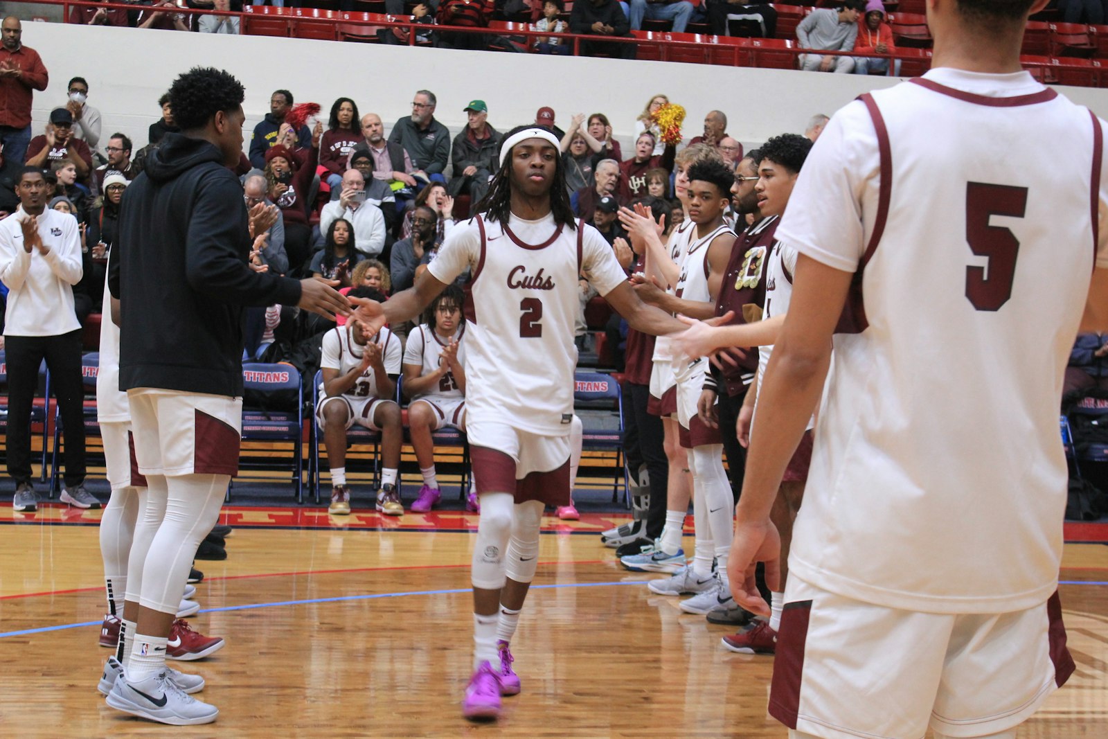 Leroy Blyden takes the floor for University of Detroit Jesuit. The University of Toledo recruit led all scorers with 25 points.