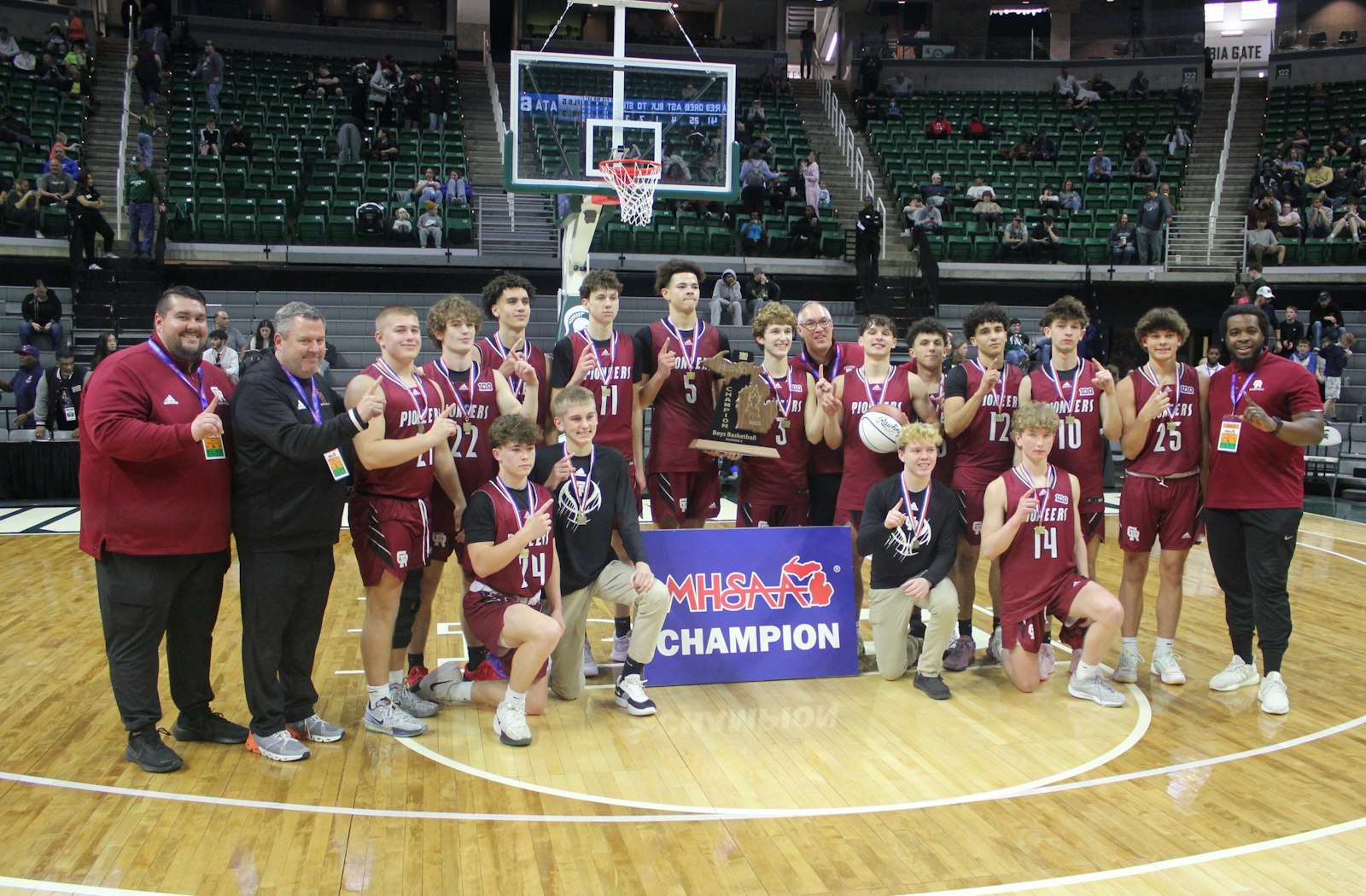 After a near miss in 2024, Riverview Gabriel Richard’s boys’ basketball team took the final step and captured its first state title in the sport.