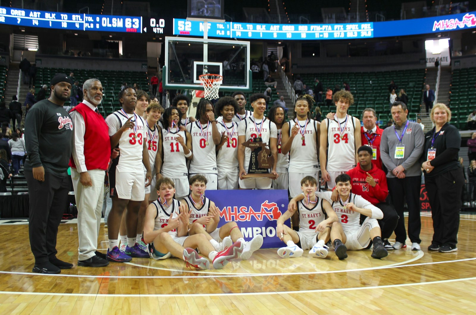 With Saturday’s victory over North Farmington, Orchard Lake St. Mary’s won its first state basketball championship in 24 seasons. The Eaglets have the rare distinction of earning titles in Class D (1978), Class C (1982), Class B (2000) and Class A/Division 1 (this year).
