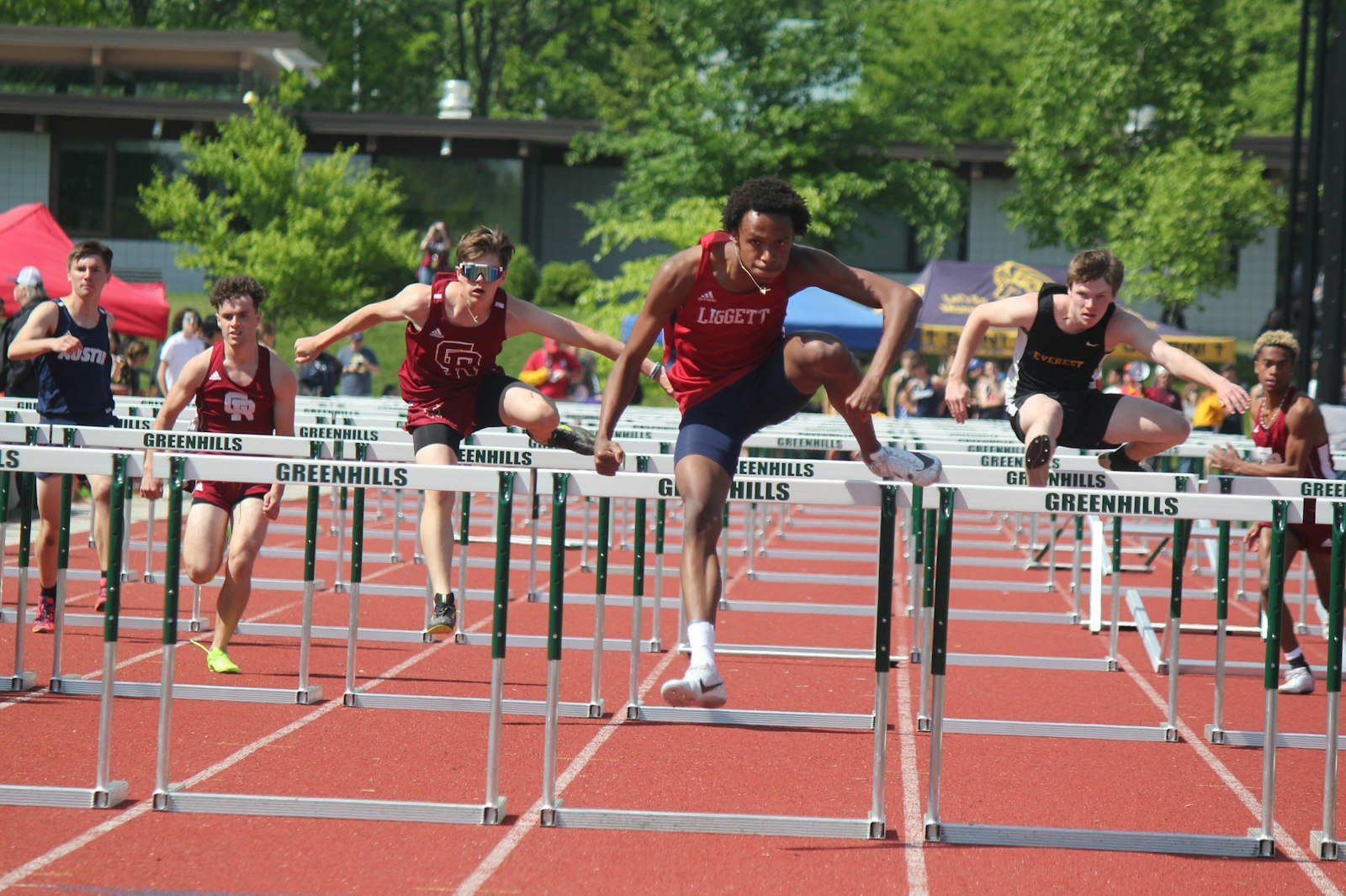 Grosse Pointe Woods University-Liggett’s Taurian Dorty won both hurdle races for the Knights. He was also on the team’s winning 4x100 relay.